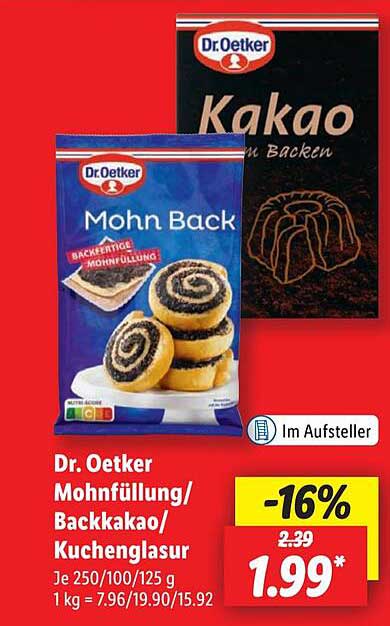 Dr. Oetker Mohnfüllung/Backkakao/Kuchenglasur