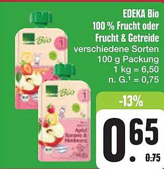 EDEKA Bio 100 % Frucht oder Frucht & Getreide