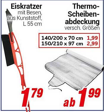 Eiskratzer mit Besen, aus Kunststoff, L 55 cm  
Thermo-Scheibenabdeckung