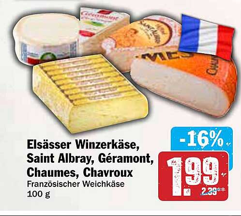 Elsässer Winzerkäse, Saint Albray, Géramont, Chaumes, Chavroux