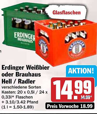 Erdinger Weißbier oder Brauhaus Hell / Radler