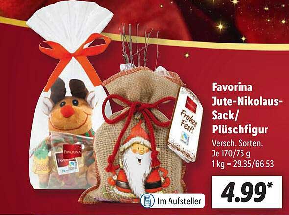 Favorina Jute-Nikolaus-Sack/Plüschfigur