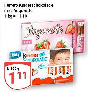 Ferrero Kinderschokolade oder Yogurette