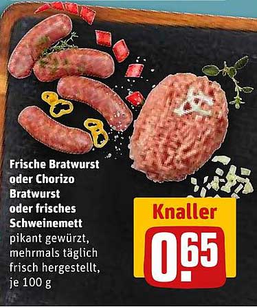 Frische Bratwurst oder Chorizo Bratwurst oder frisches Schweinemett