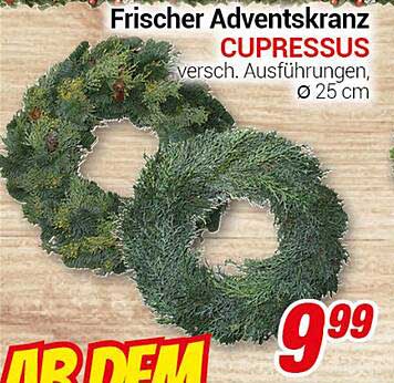 Frischer Adventskranz CUPRESSUS