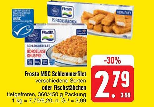 Frosta MSC Schlemmerfilet oder Fischstäbchen