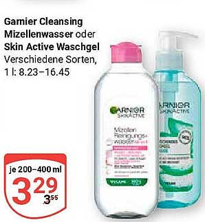 Garnier Cleansing Mizellenwasser oder Skin Active Waschgel