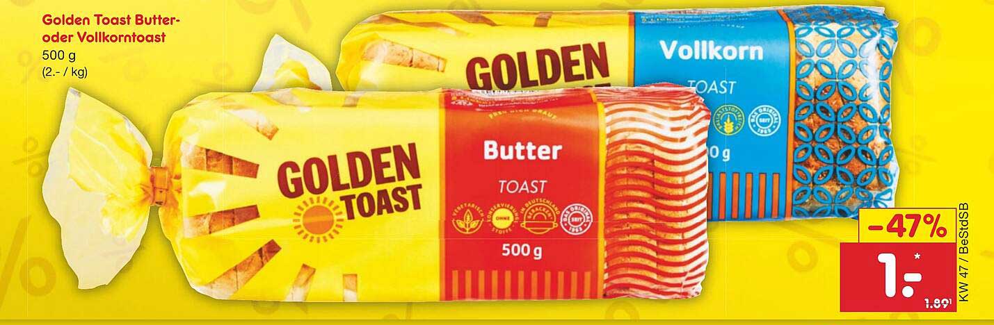 Golden Toast Butter- oder Vollkorntoast