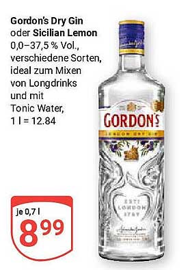 Gordon's Dry Gin oder Sicilian Lemon