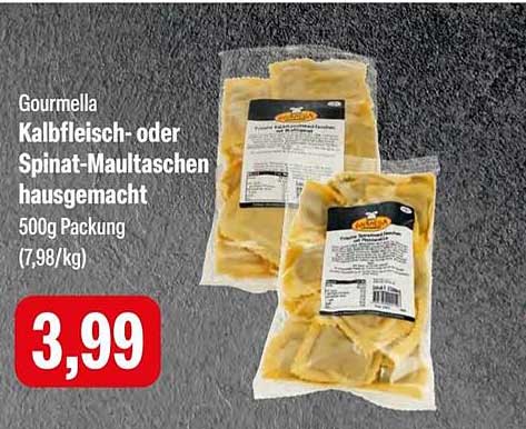 Gourmella Kalbfleisch- oder Spinat-Maultaschen hausgemacht