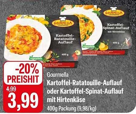 Gourmella Kartoffel-Ratatouille-Auflauf oder Kartoffel-Spinat-Auflauf mit Hirtenkäse