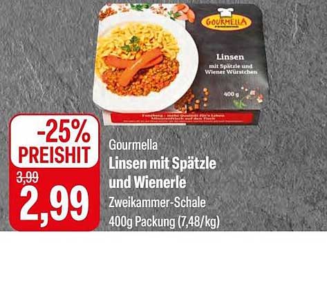 Gourmella Linsen mit Spätzle und Wienerle