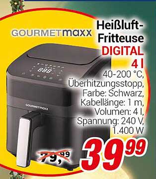 GOURMETmaxx Heißluft-Fritteuse DIGITAL 4 l