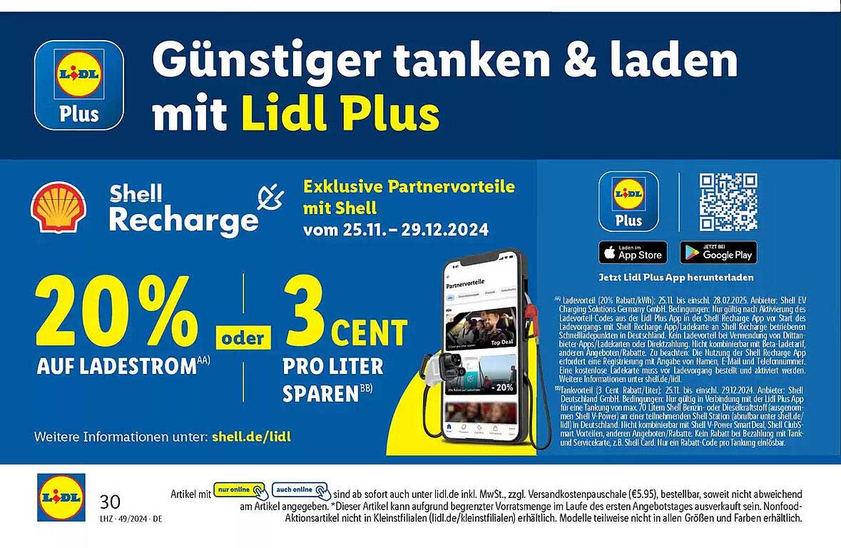 Günstiger tanken & laden mit Lidl Plus