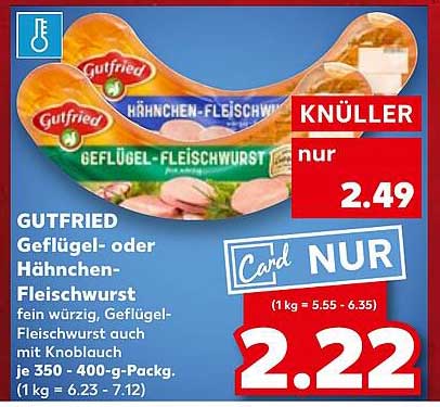 GUTFRIED Geflügel- oder Hähnchen-Fleischwurst