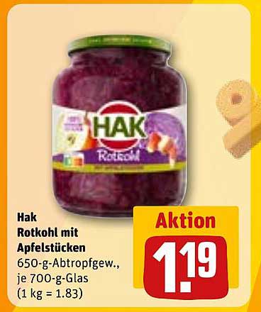 Hak Rotkohl mit Apfelstücken