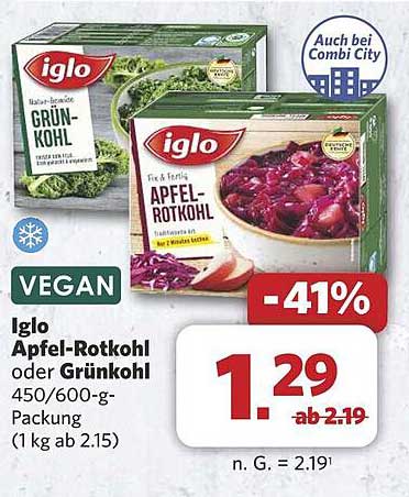 Iglo Apfel-Rotkohl oder Grünkohl