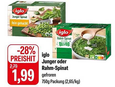 iglo Jungger oder Rahm-Spinat