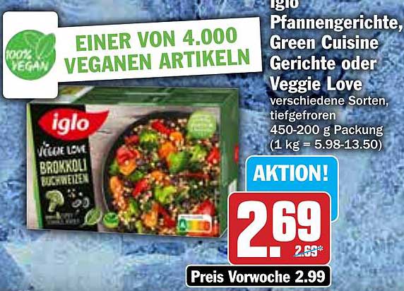 Iglo Pfannengerichte, Green Cuisine Gerichte oder Veggie Love