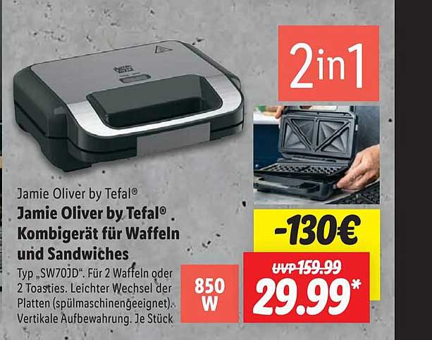 Jamie Oliver by Tefal® Kombigerät für Waffeln und Sandwiches