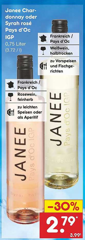 Janee Chardonnay oder Syrah rosé Pays d'Oc IGP