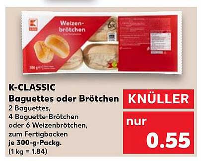 K-CLASSIC Baguettes oder Brötchen