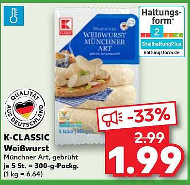 K-CLASSIC Weißwurst Münchner Art, gebrüht