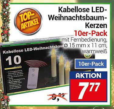 Kabellose LED-Weihnachtsbaum-Kerzen 10er-Pack