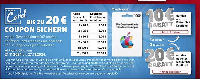 Kaufland Card bis zu 20 € Coupon sichern