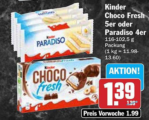 Kinder Choco Fresh 5er oder Paradiso 4er