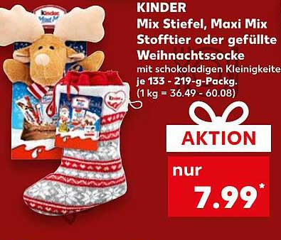 KINDER Mix Stiefel, Maxi Mix Stofftier oder gefüllte Weihnachtssocke