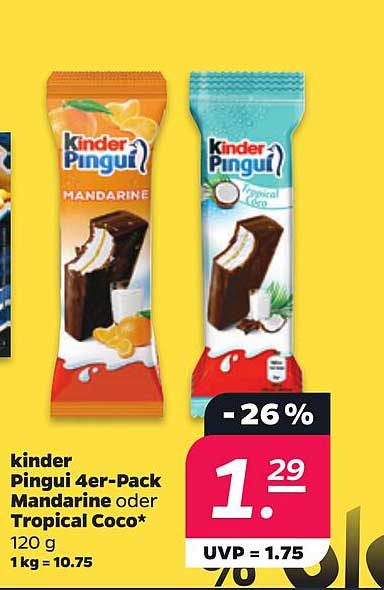 kinder Pingui 4er-Pack Mandarine oder Tropical Coco*