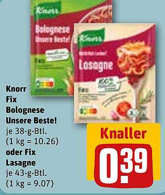 Knorr Fix Bolognese Unsere Beste! oder Fix Lasagne