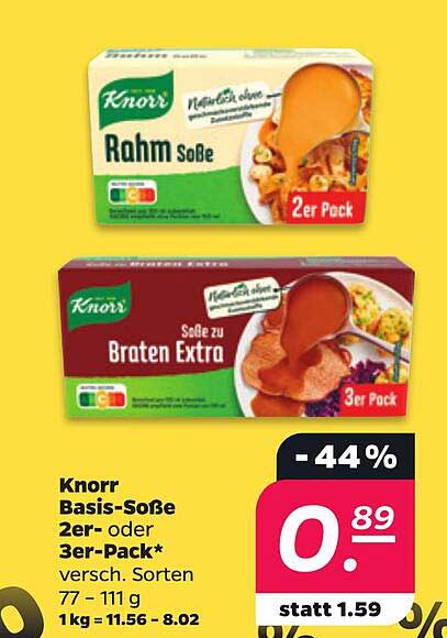 Knorr Rahm Soße  
Knorr Braten Extra