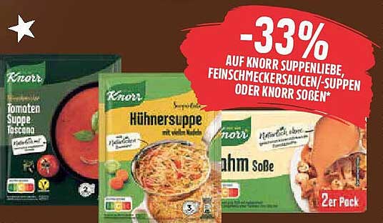 Knorr Suppenliebe, Feinschmeckersaucen/-Suppen oder Knorr Soßen