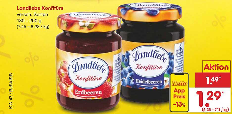 Landliebe Konfitüre Erdbeeren  
Landliebe Konfitüre Heidelbeeren