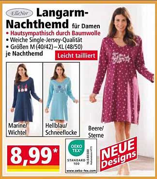 Langarm-Nachthemd für Damen