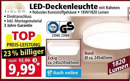 LED-Deckenleuchte mit Rahmen