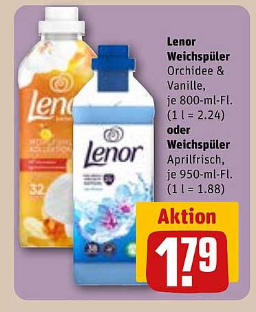 Lenor Weichspüler Orchidee & Vanille, je 800-ml-Fl. oder Weichspüler Aprilfrisch, je 950-ml-Fl.