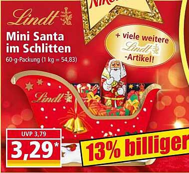 Lindt Mini Santa im Schlitten