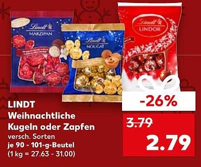 LINDT Weihnachtsliche Kugeln oder Zapfen