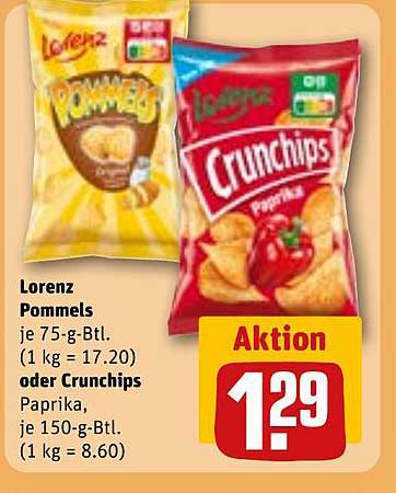 Lorenz Pommes oder Crunchips Paprika