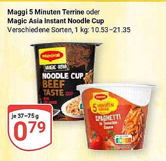 Maggi 5 Minuten Terrine oder Magic Asia Instant Noodle Cup