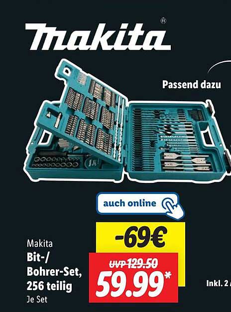 Makita Bit-/Bohrer-Set, 256 teilig