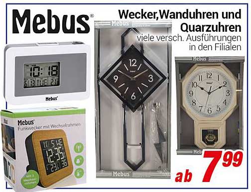 Mebus Wecker, Wanduhren und Quarzuhren