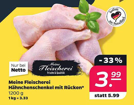 Meine Fleischerei Hähnchenschenkel mit Rücken*