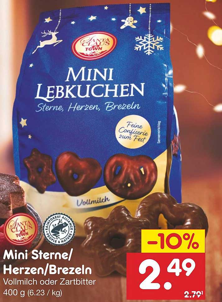 Mini Lebkuchen  
Mini Sterne/Herzen/Brezeln  