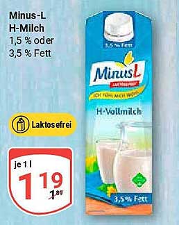 Minus-L H-Milch 3,5 % Fett