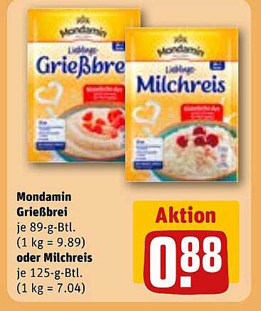 Mondamin Grießbrei oder Milchreis