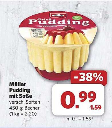 Müller Pudding mit Soße